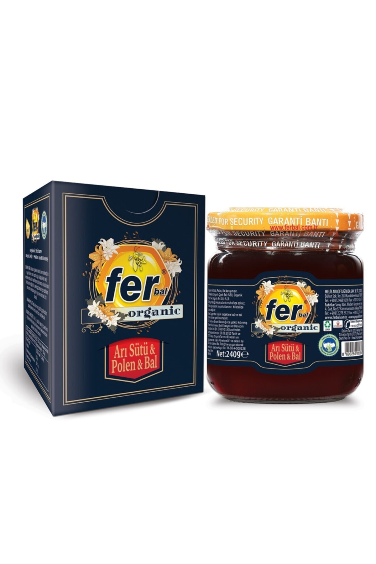 FER ORGANİK PROPOLİSLİ ARISÜTÜ, BAL, POLEN KARIŞIMI 240 GR