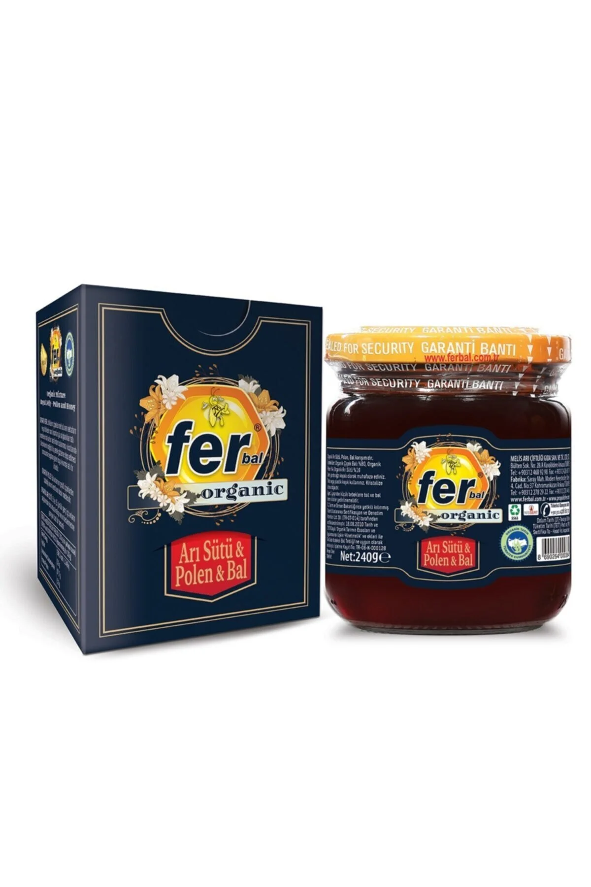 FER ORGANİK PROPOLİSLİ ARISÜTÜ, BAL, POLEN KARIŞIMI 240 GR